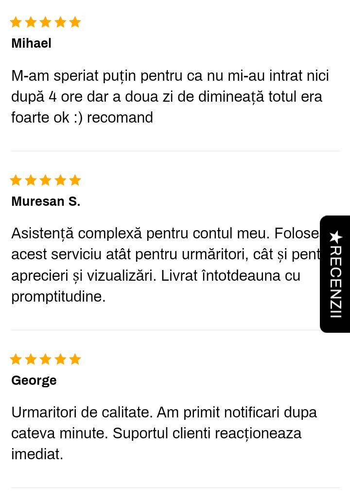 Urmăritori pe Tiktok și pe YouTube
