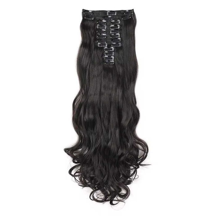 Комплект 12 броя черни синтетични вълнообразни треси 60 см