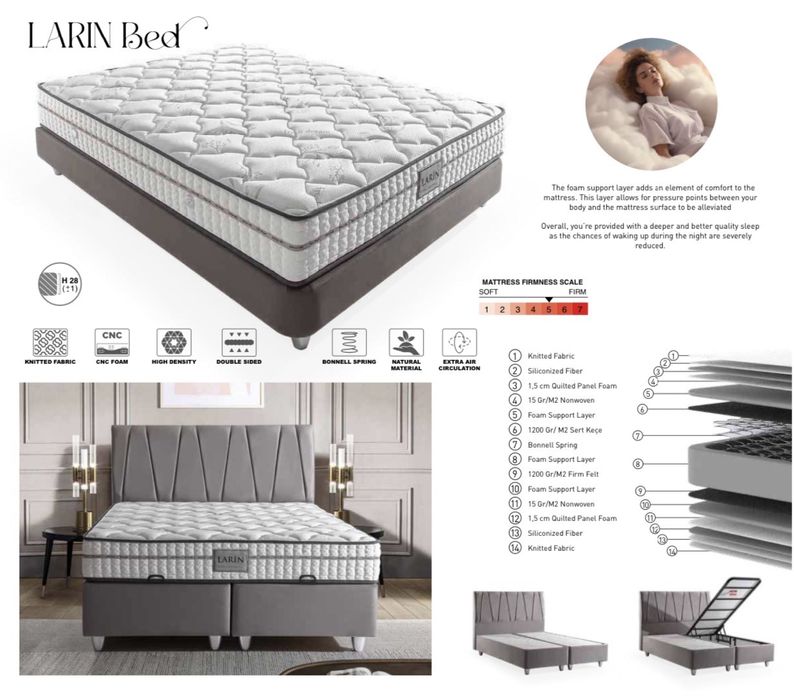 Тапицирана спалня Larin Bed - Strong Light Grey