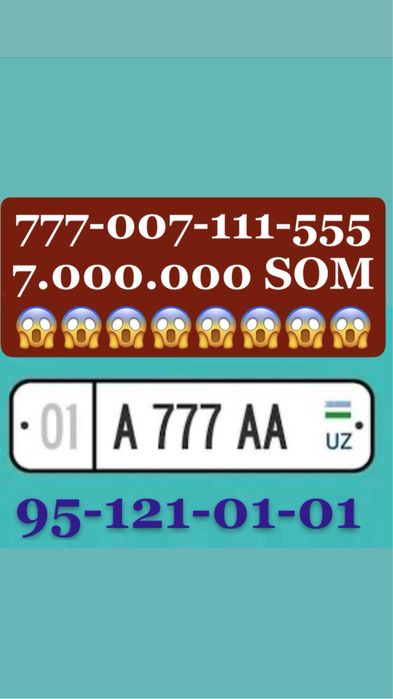 Avtoraqam olib beramiz 777 7milion