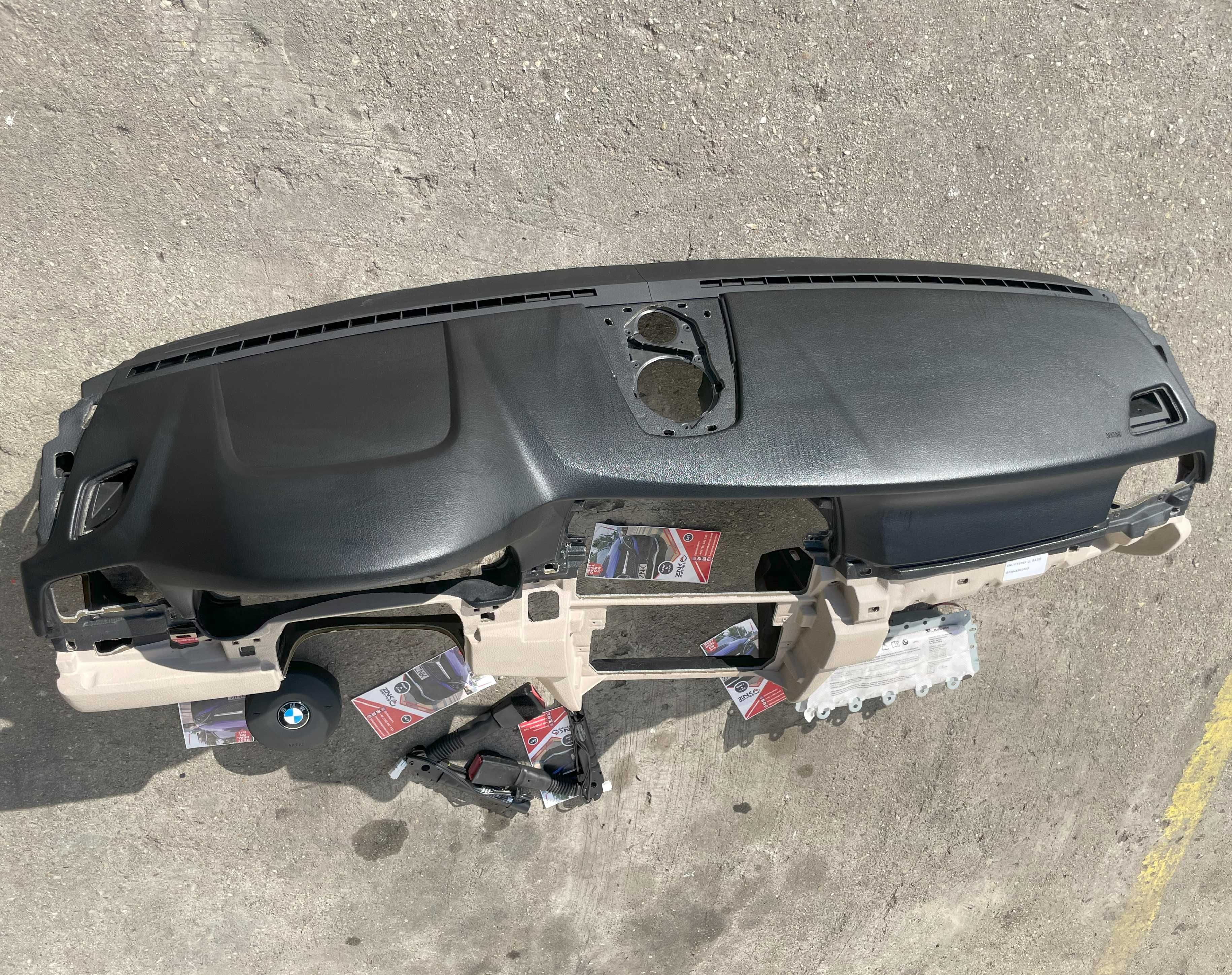 BMW F10 - kit airbag - plansa de bord negru bej OYSTER airbag pasager