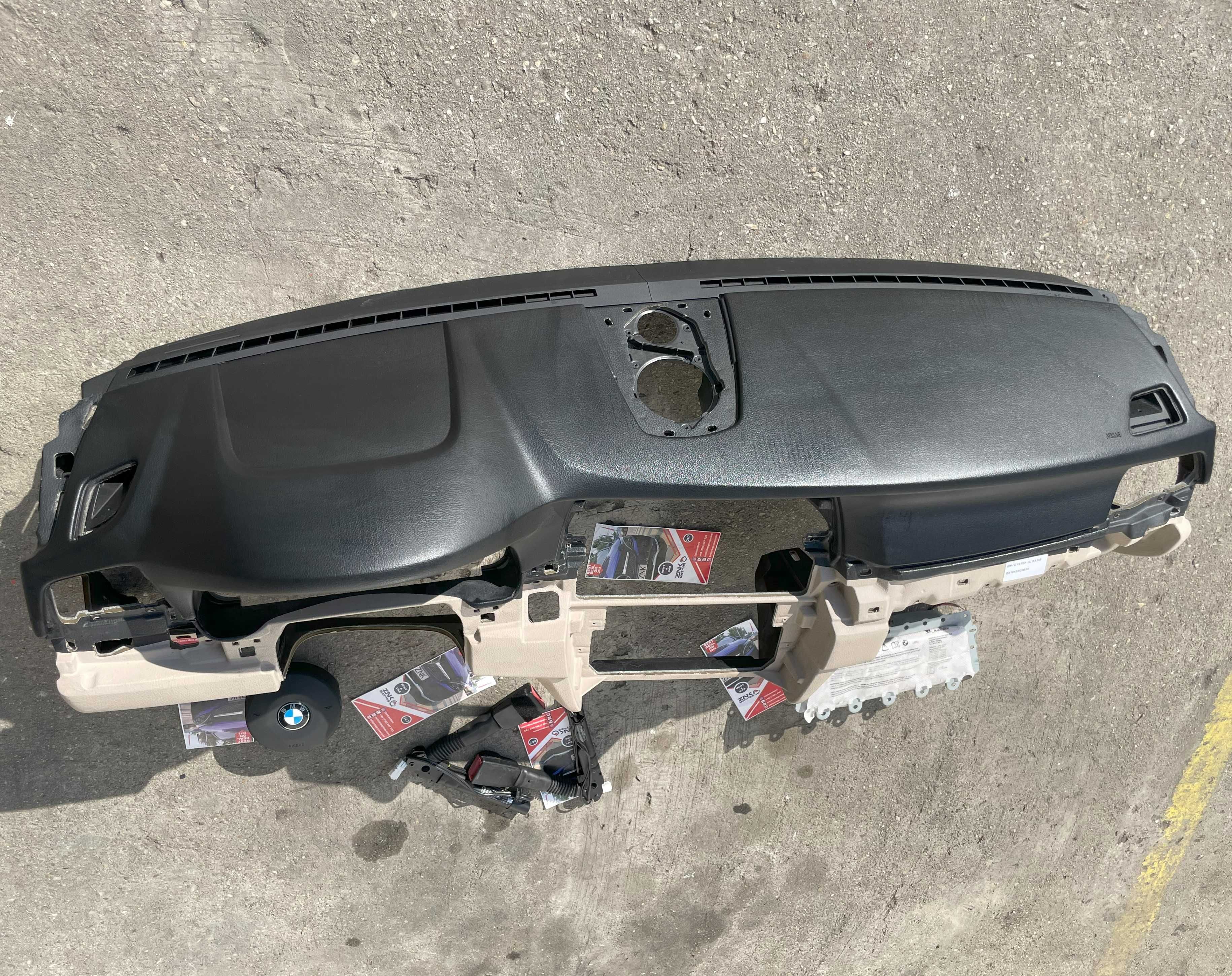 BMW F10 - kit airbag - plansa de bord negru bej OYSTER airbag pasager