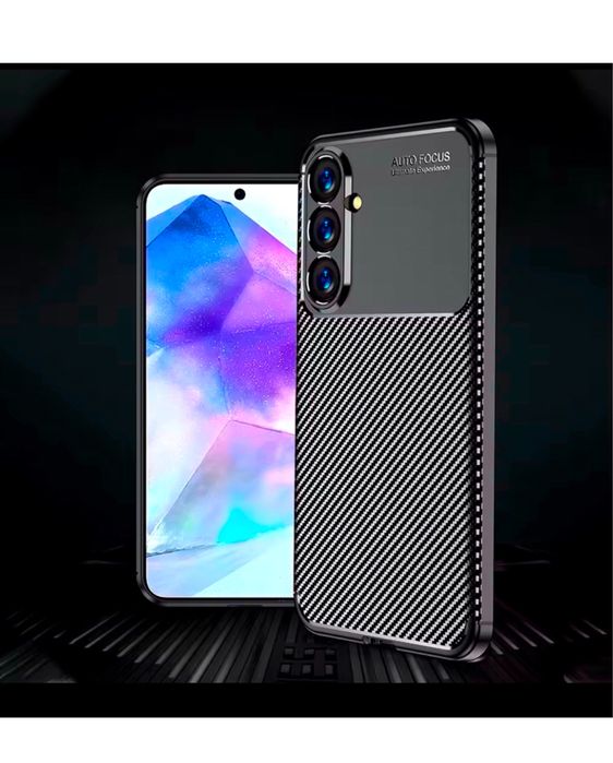 Husa Carbon Silicon Neagra BlackSamsung S25/S24/S23/S22/S21 Plus Ultra