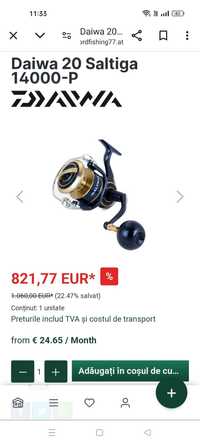 Daiwa 20 saltiga 14000-P mulinetă spinning pescuit