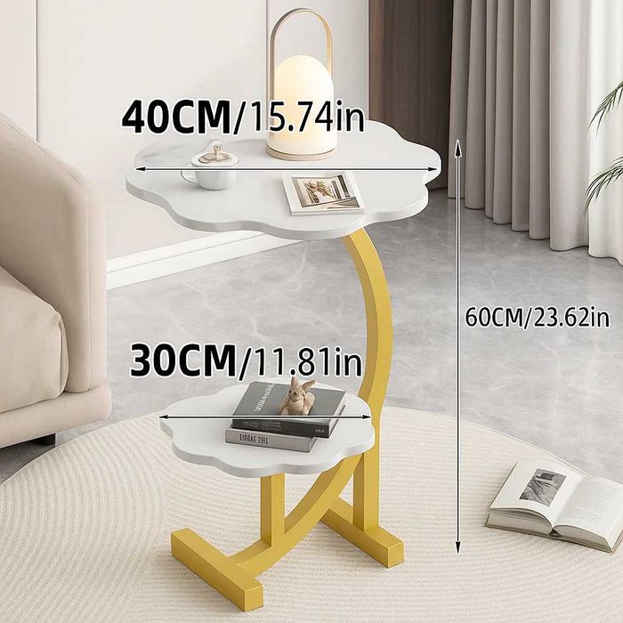 Masuta moderna cu doua rafturi in forma de floare, blat 40 cm