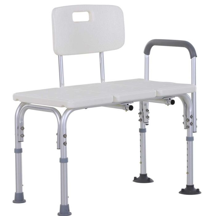 Scaun de dus reglabil pe 6 nivele, antiderapant, alb/argintiu