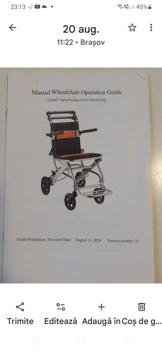 Scaun cu rotile în stare buna