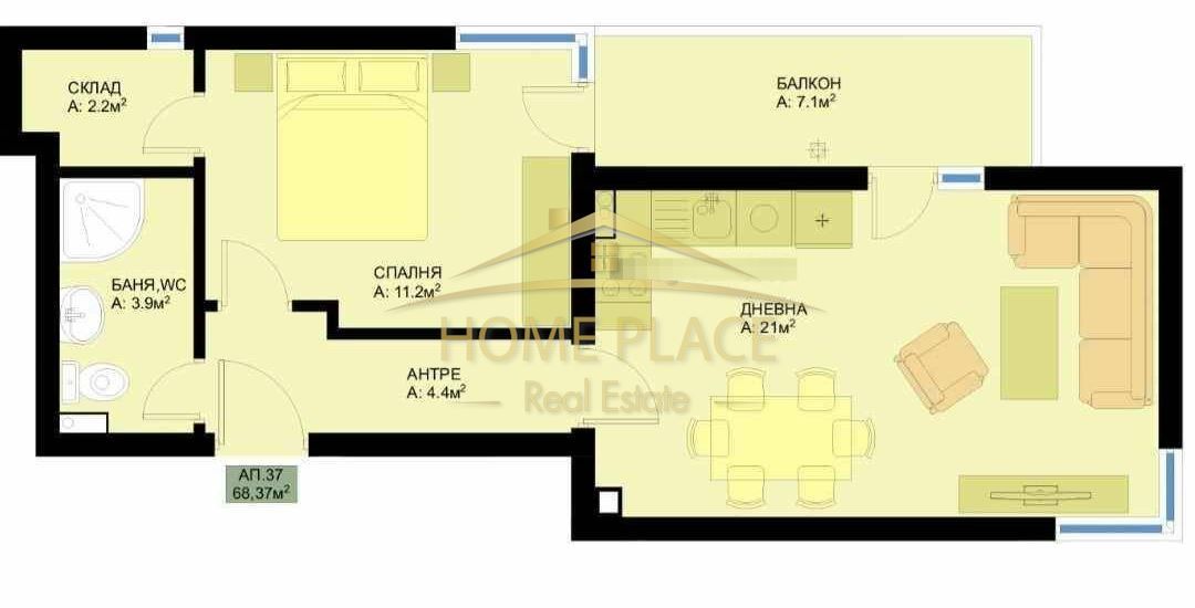 Продава се Двустаен апартамент в Варна, Победа - 68 кв.м за 2250 €/кв.м - Снимка #7