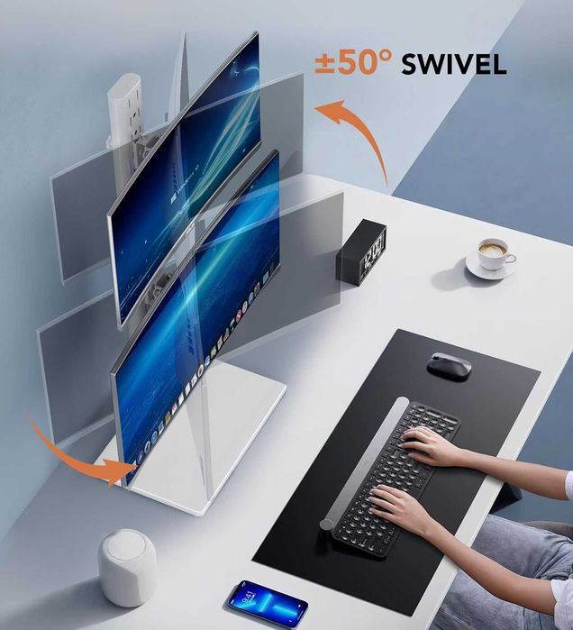 Suport dublu pentru monitoare 13-34 inch, inaltime reglabila si rotire