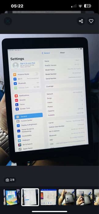 Ipad pro 9,7 inch 256 gb bateire 100% cu husa noua