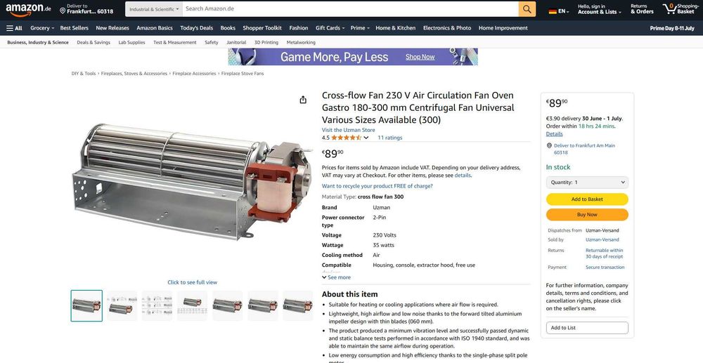 Ventilator tangential cu tambur 300mm, Industrial, REDUS de la 450RON