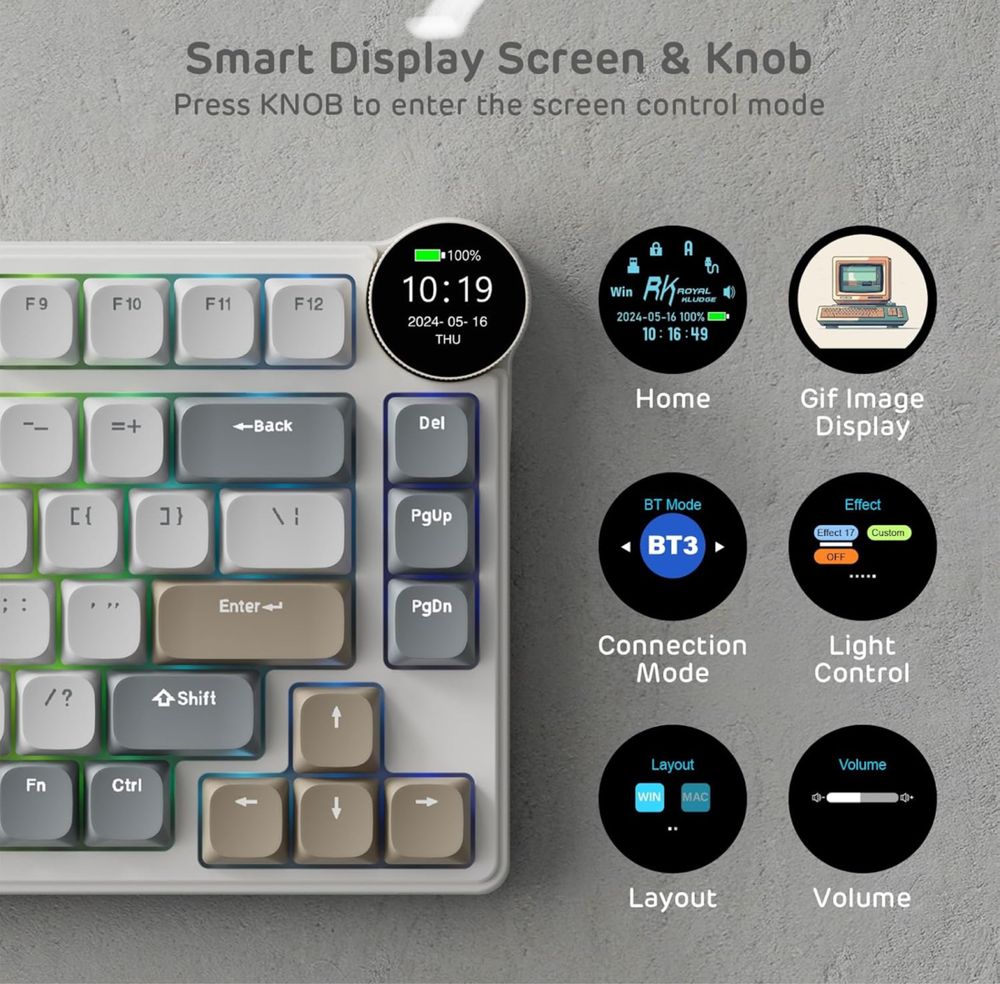Tastatura mecanica Royal Kludge N80, low profile, RGB, wireless