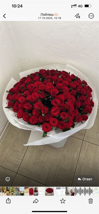 101 роза свежие красные розы