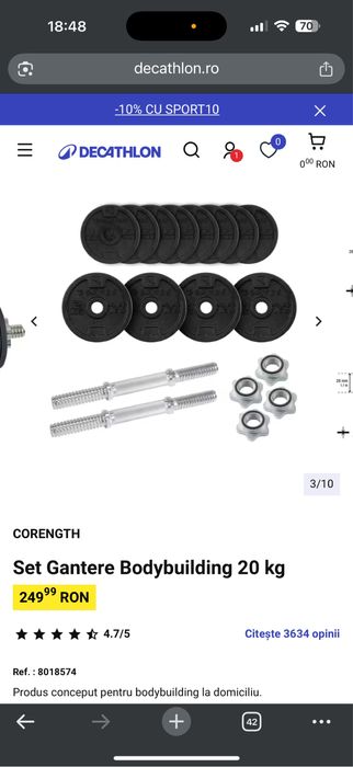 Set gantere 20 kg, geanta pentru transport