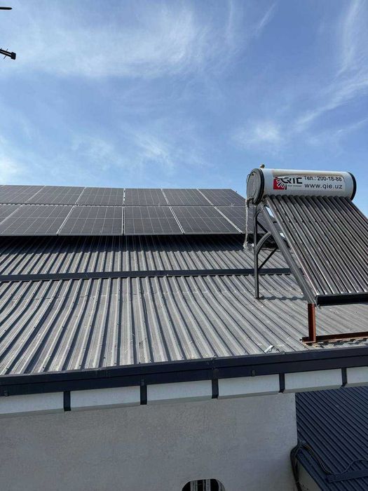 Quyosh panellari o'rnatish. Установка солнечных панелей.