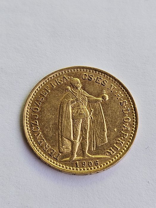 Vând Monedă aur - 10 Korona Ferenc Jozsef 1906 - Ungaria, 3.38 grame !