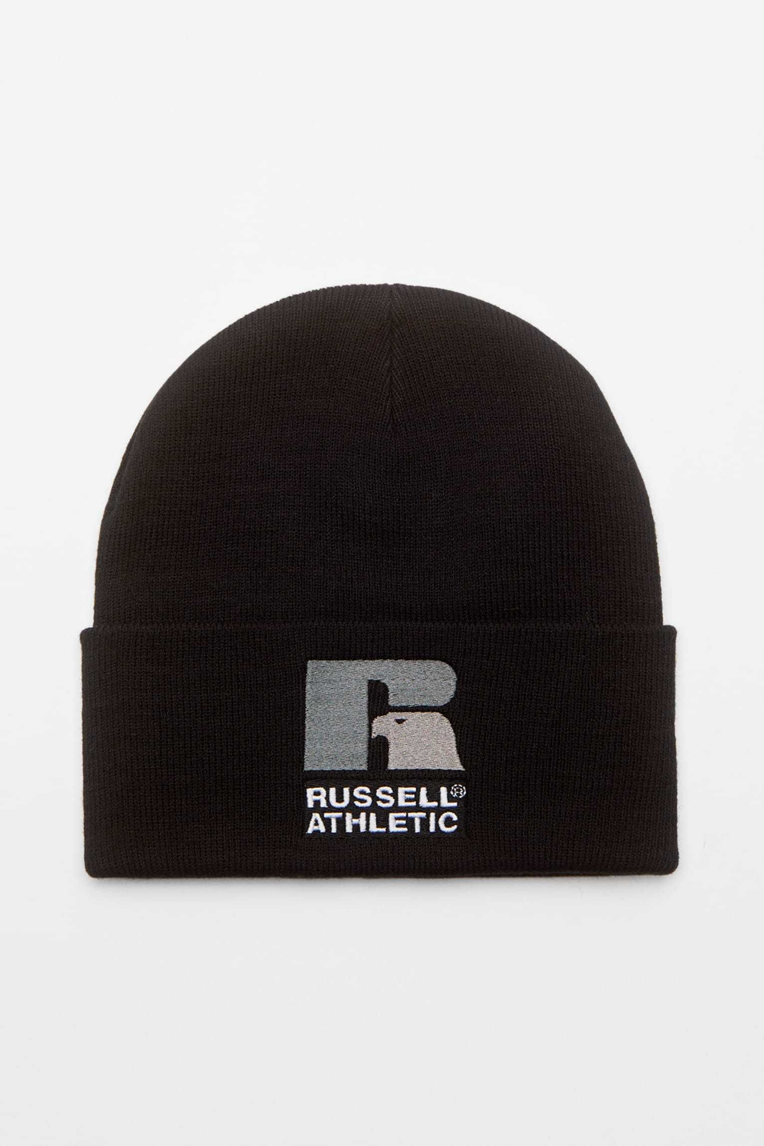 Мъжка плетена шапка Pull&Bear Russell Athletic, M, Черна