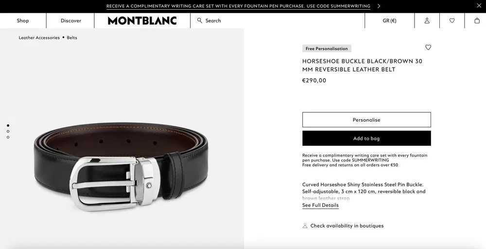 Curea  Montblanc 114412 Originala Reversibila Negru Maro 30 mm