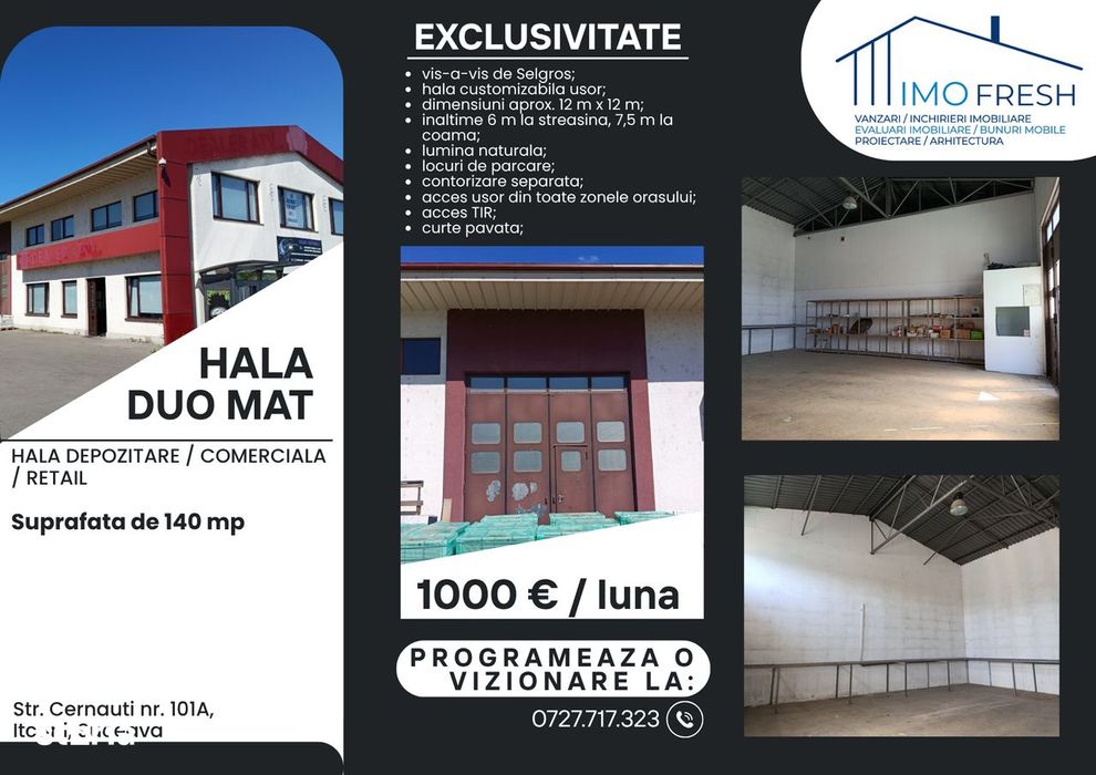 Hala de inchiriat Duo Mat Itcani