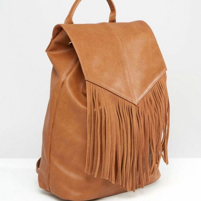 Дамска раница от еко к. с ресни – бохо стил, различни цветове - НОВИ