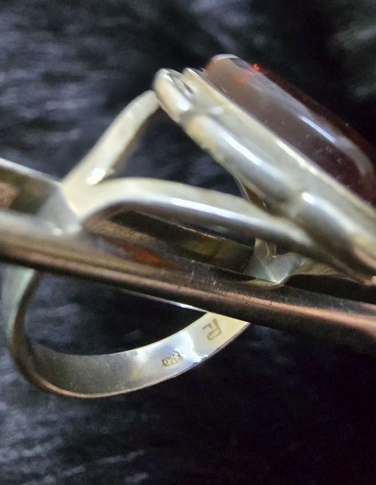 Inel argint 925 ,chihlimbar natural