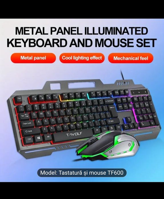 Vand tastatura si mouse cu fir T Wolf pt. gaming