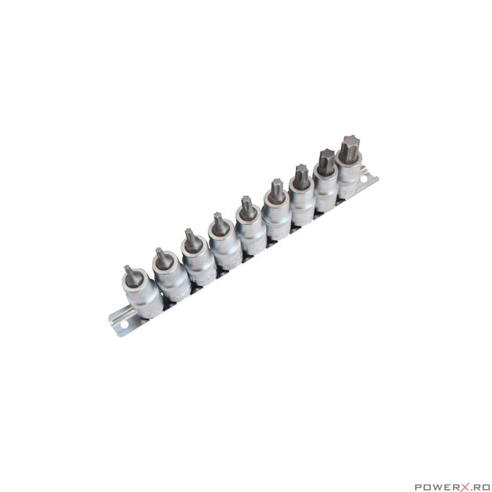 Set chei tubulare tip torx, TX20 - TX60, 1/2", 9 piese, Asta