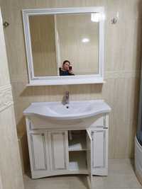 Тумба и мойка для ванны с зеркалом