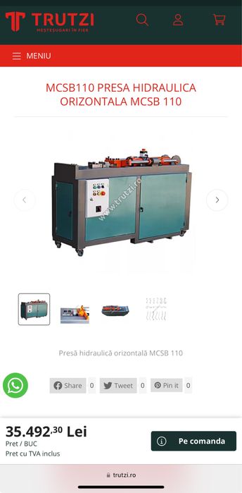 PRESA hidraulica orizontala MCSB 110, NOU, 0 ore de functionare