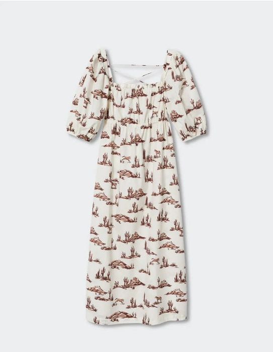 Rochie din bumbac imprimată Mango