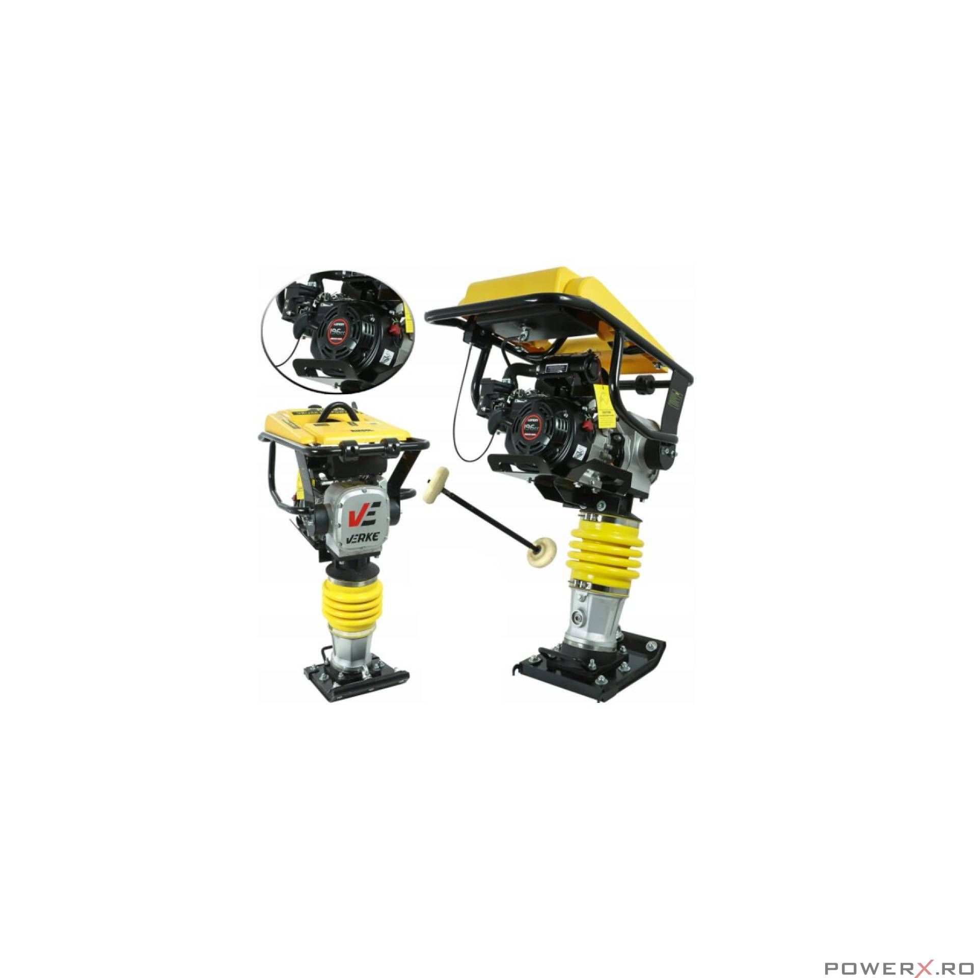 Mai compactor cu motor pe benzina in 4 timpi, putere 6.5CP, greutate
