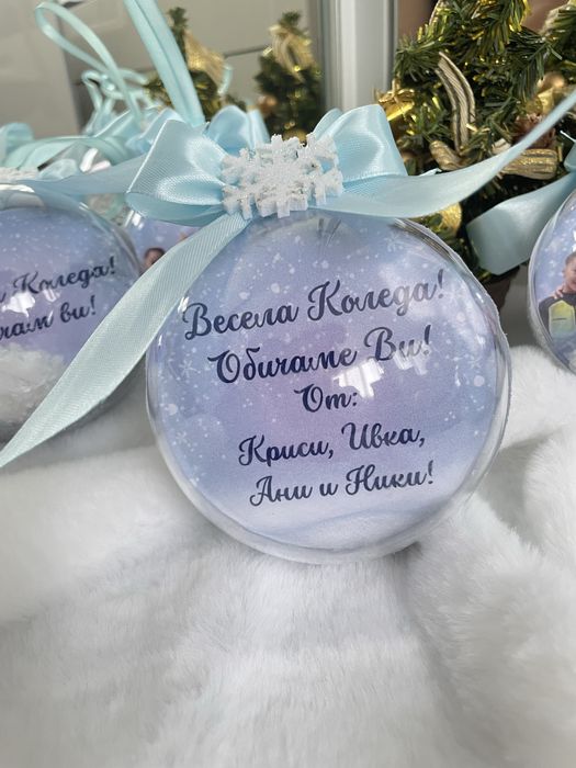 Коледна топка със снимка 8см.