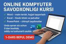 Online Komputer savodxonligi kursi word exel power point