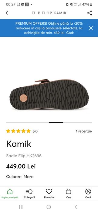 Papuci/Slapi kamik piele nr 38