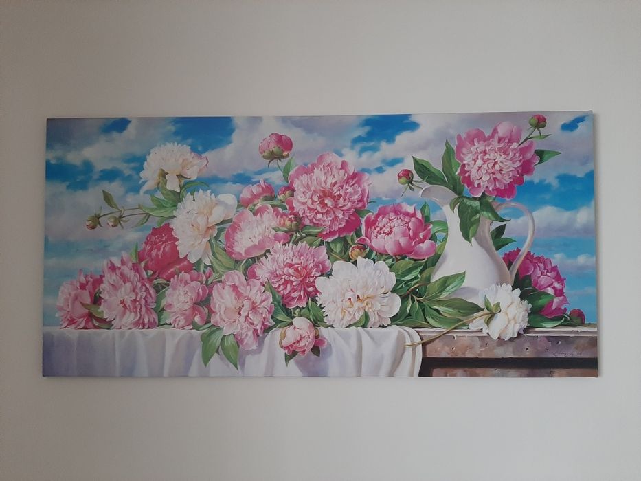 Большая красивая картина пионы
