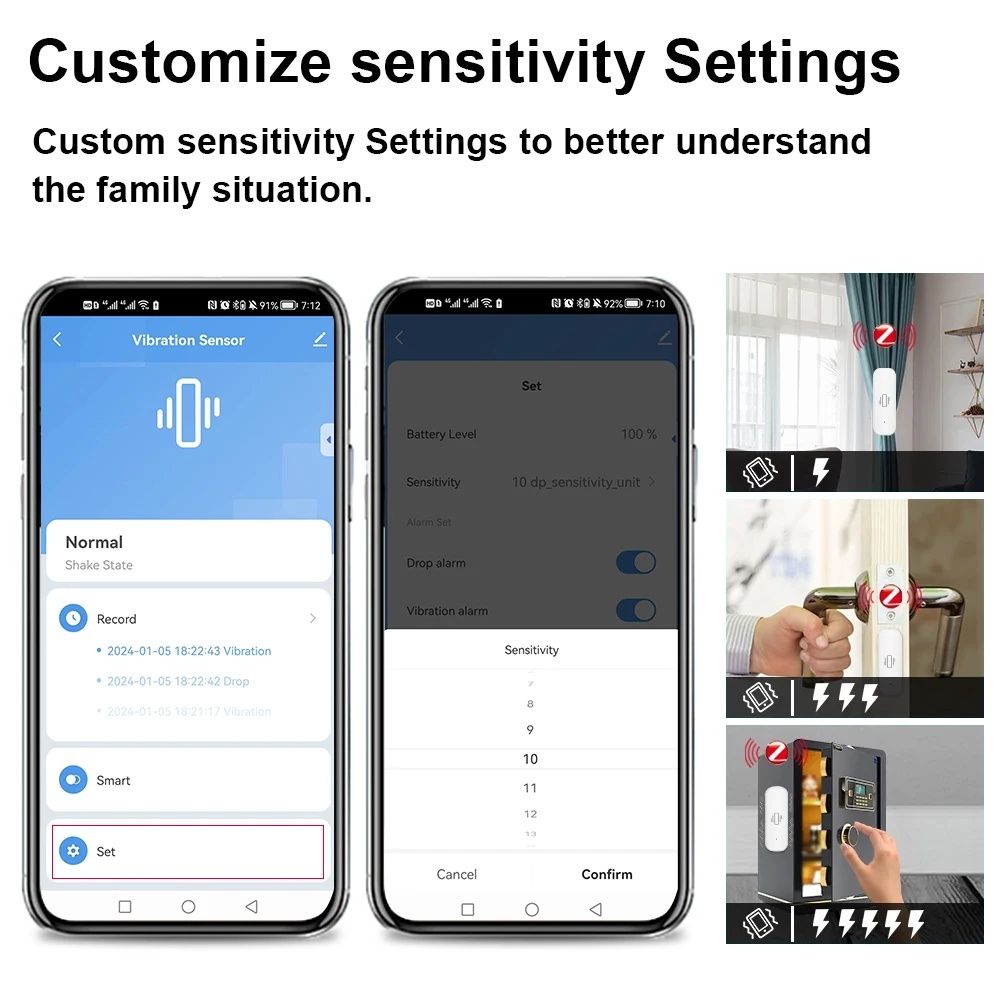 Tuya Smart WiFi или Zigbee Сензор за вибрации