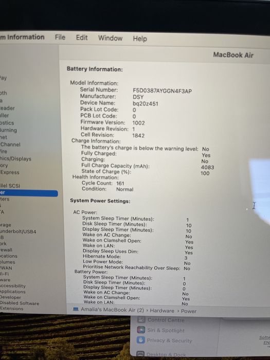 Macbook Air 13” Retina 2020 i3 8gb  256 ssd