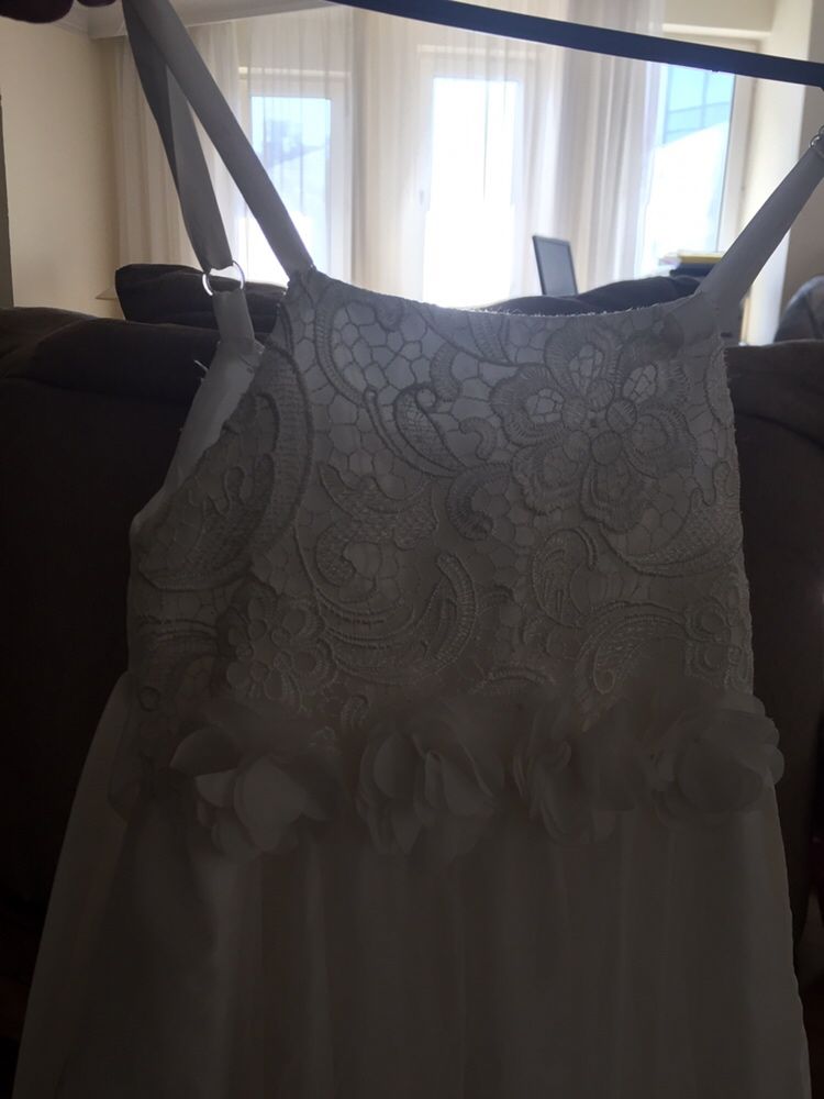 Бяла официална рокля от 4-7 год. момиче
