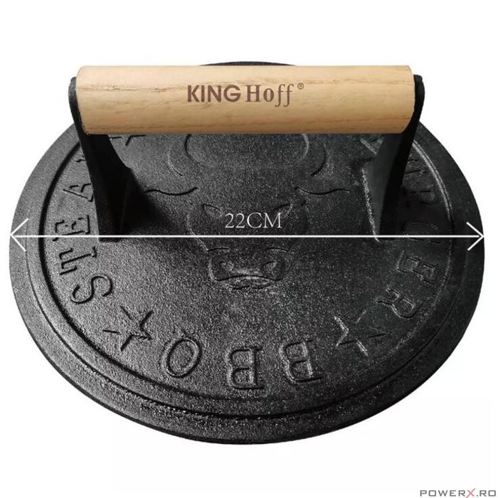 Presa de carne pentru hamburgeri, din fonta, 22 cm, Kinghoff