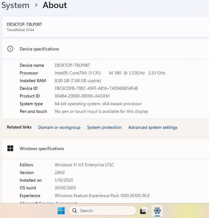 Laptop Acer TravelMate 5744, i3-380m, 8GB RAM, 320GB HDD, Windows 11