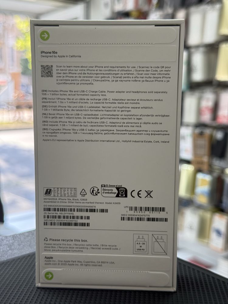 Apple iPhone 16e,Black,128GB *ЧистоНов**2г Гаранция*