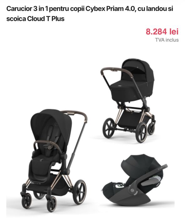 Carucior Cybex Priam 4 Sepia Black Special Edition Rose Gold