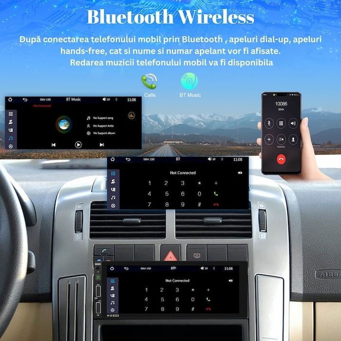 MP5 плейър Android auto Carplay 1 Din,Универсален,MaxTech®,6,86 инчовH