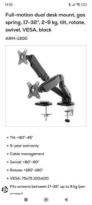 Monitor gaming Asus și suport Deltaco arm1300 2 monitoare