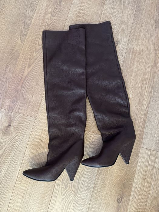 Cizme piele 39, maro, foarte inalte