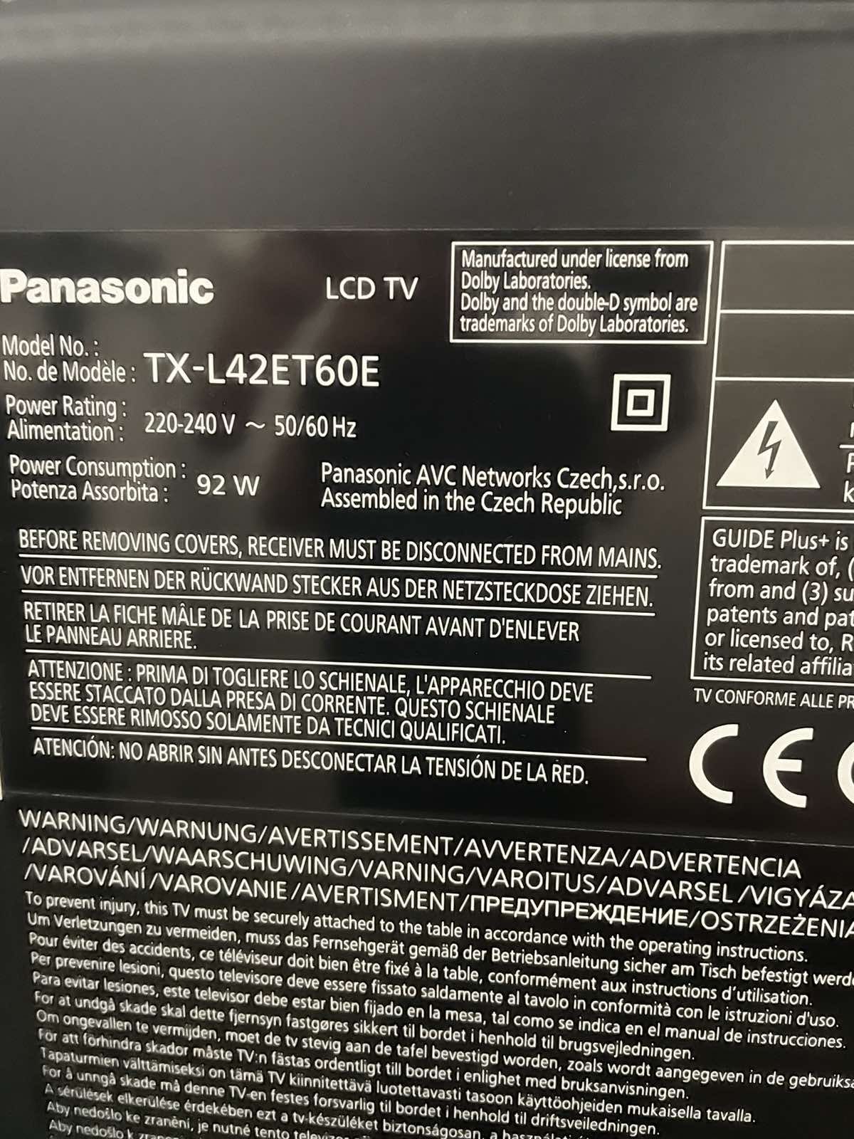 Телевизор Panasonic TX-L42ET60E