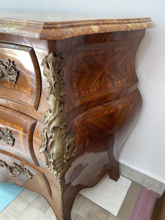 Comoda Servanta Bronz Marmura Lemn Masiv Vintage