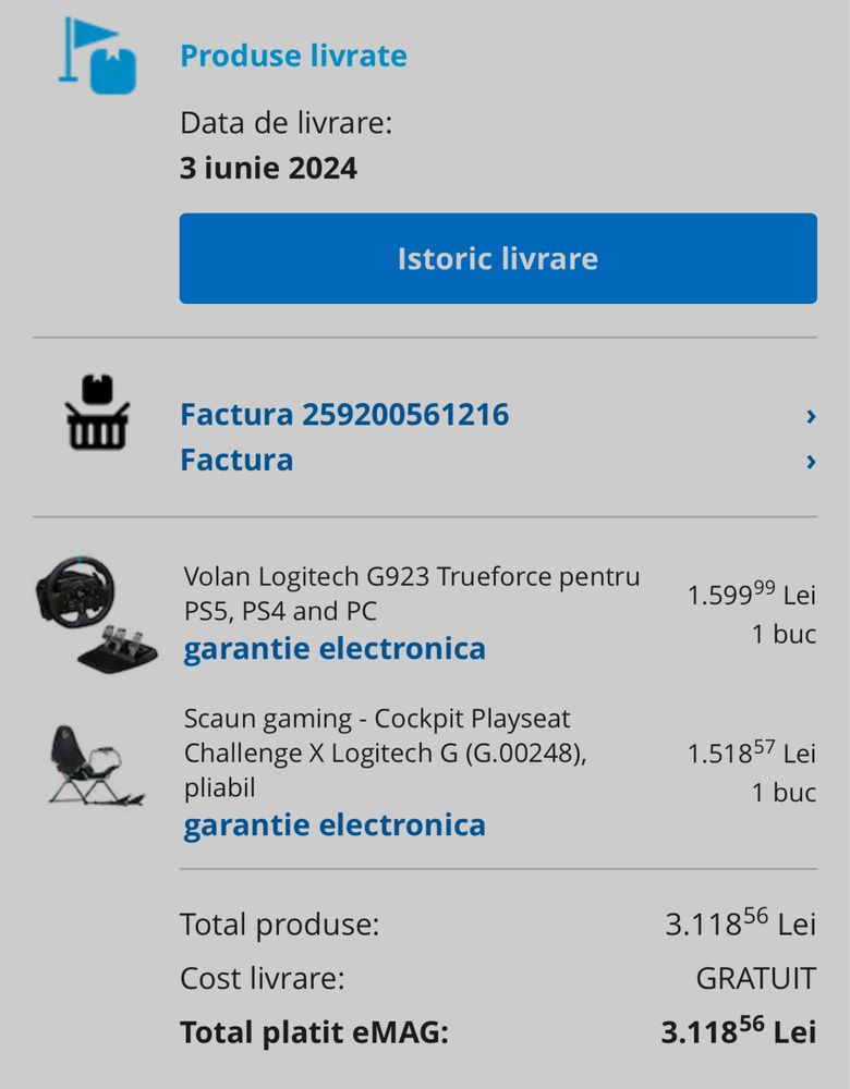 Volan Logitech G923 + scaun Playseat Challenge x Logitech G