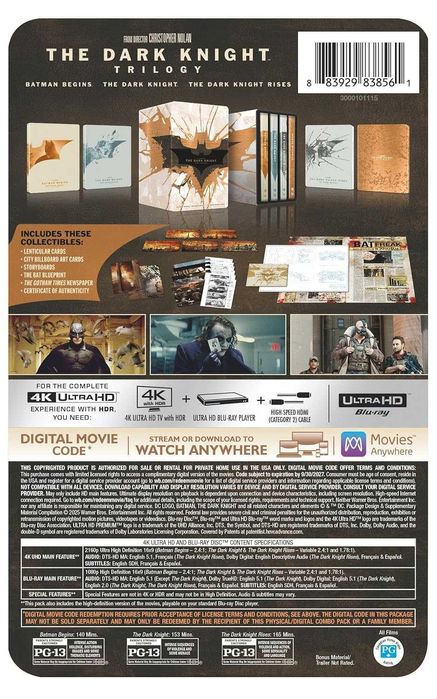 The Dark Knight Trilogy 4K UltraHD Steelbook -Трилогията Черният рицар