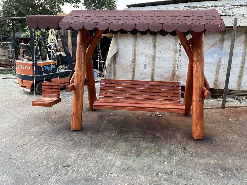 Balansoar rustic / leagan din lemn masiv